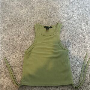 Forever 21 Green Crop Tie Front Tank Top